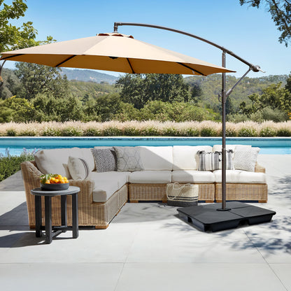 4-Piece Offset Cantilever Patio Umbrella Base Stand - Sand Filled Weight Plates for Stability - Aoodor 
