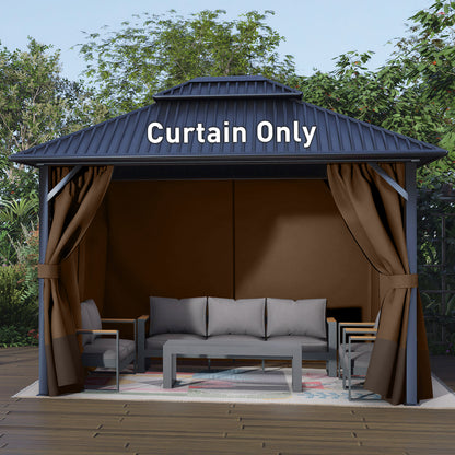 Outdoor Gazebo Curtains, 4 Panels Privacy Sidewall Replacement (Curtain Only) - Brown and Coffee - Aoodor 