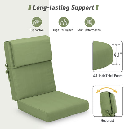 45x22x4 inch Outdoor High Back Patio Chair Cushions, Green