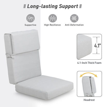 45x22x4 inch Outdoor High Back Patio Chair Cushions, Light Gray