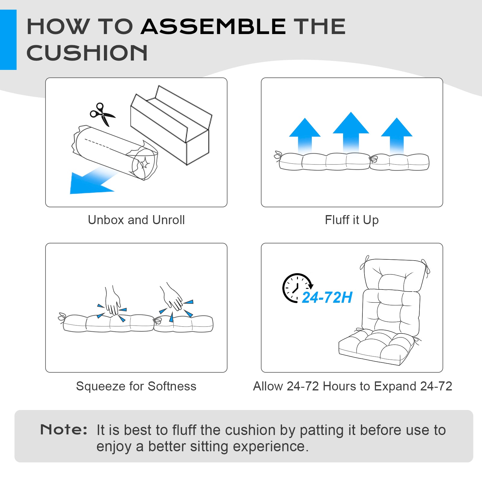 Tufted Outdoor High Back Chair Cushions Patio Rocking Pads for Furniture, Dark Blue - Aoodor 