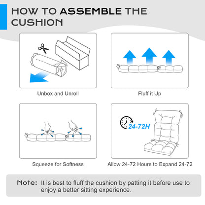 Tufted Outdoor High Back Chair Cushions Patio Rocking Pads for Furniture, Dark Blue - Aoodor 