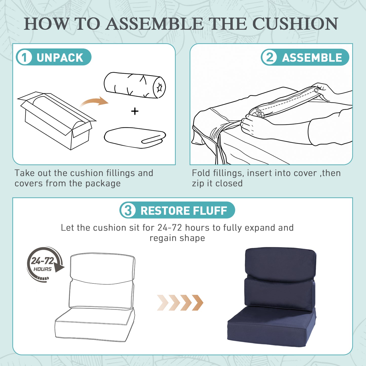 Smile Outdoor Chair Cushion Set, Sunbrella Fabric Deep Seating Cushions, Canvas Navy
