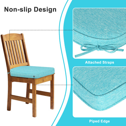 Outdoor Dining Chair Cushions Set, Patio Chair Pads with Ties, Aruba Blue - Aoodor 
