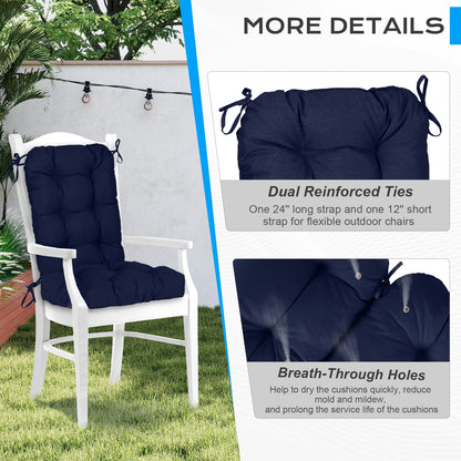 Tufted Outdoor High Back Chair Cushions Patio Replacement Cushion, Dark Blue - Aoodor 