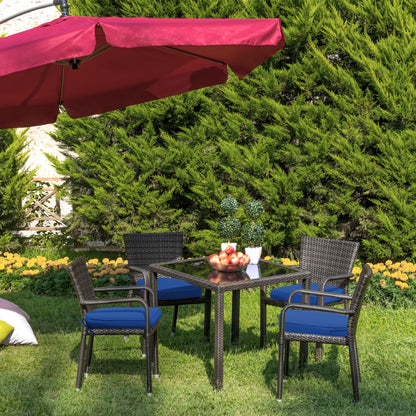 Outdoor Chair Cushion, Patio Seat Pad, Removable Cover with Hidden Zipper, Ties - Navy Blue - Aoodor 