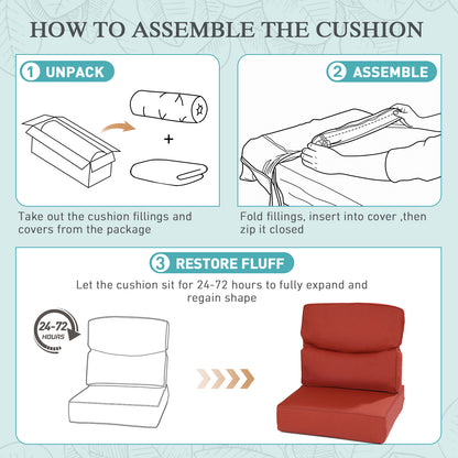 Smile Outdoor Chair Cushion Set, Sunbrella Fabric Deep Seating Cushions, Canvas Henna