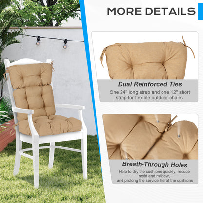 Tufted Outdoor High Back Chair Cushions Patio Rocking Pads for Furniture, Brown
