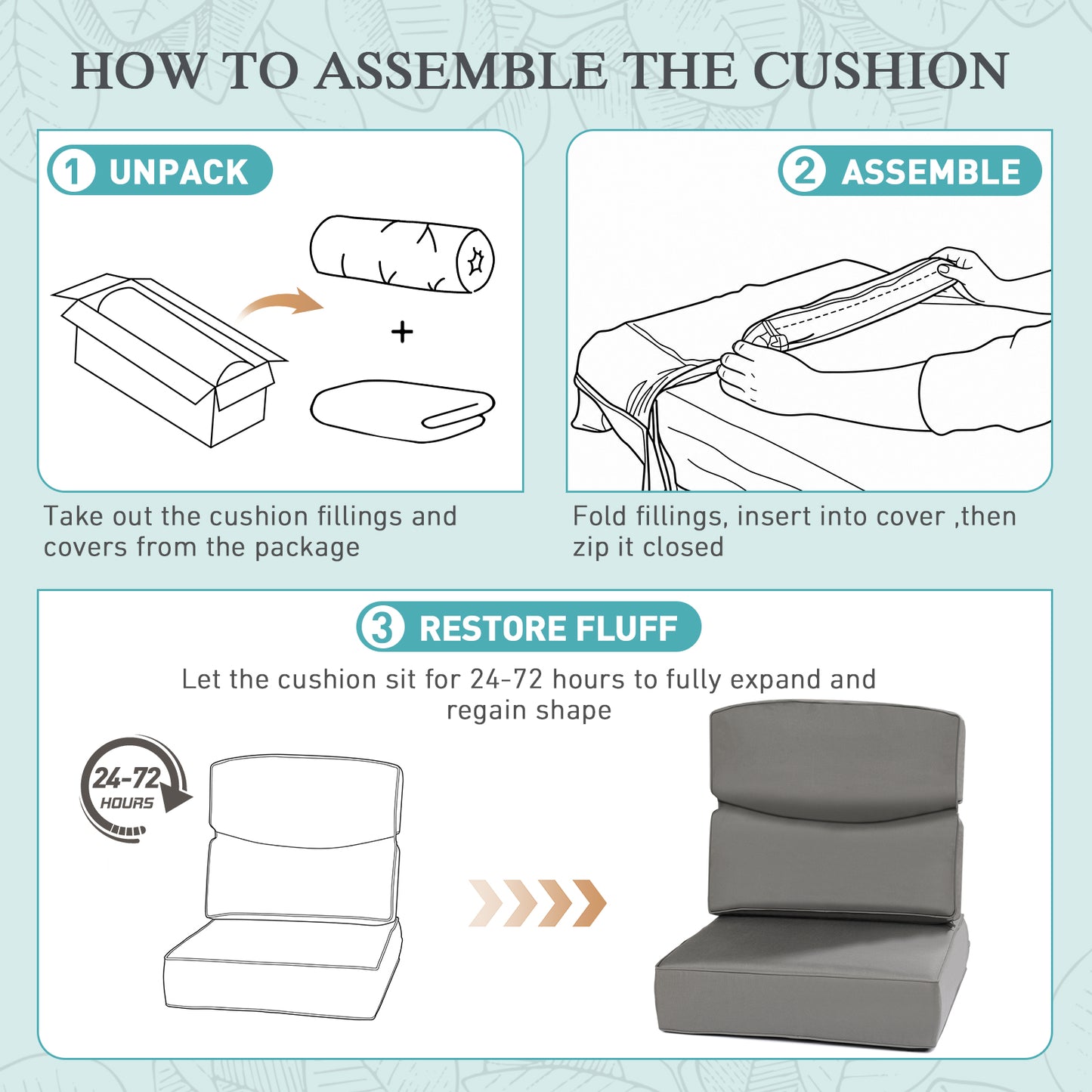 Smile Outdoor Chair Cushion Set, Sunbrella Fabric Deep Seating Cushions, Canvas Charcoal