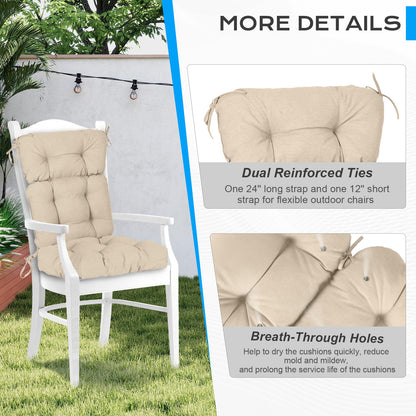 Tufted Outdoor High Back Chair Cushions Patio Rocking Pads for Furniture, Khaki - Aoodor 