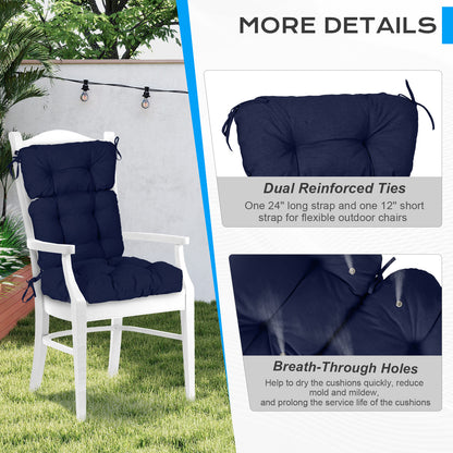 Tufted Outdoor High Back Chair Cushions Patio Rocking Pads for Furniture, Dark Blue - Aoodor 