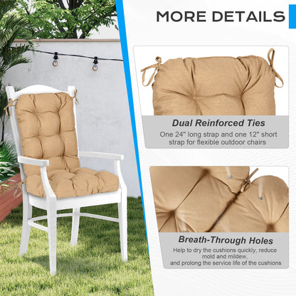 Tufted Outdoor High Back Chair Cushions Patio Replacement Cushion, Brown