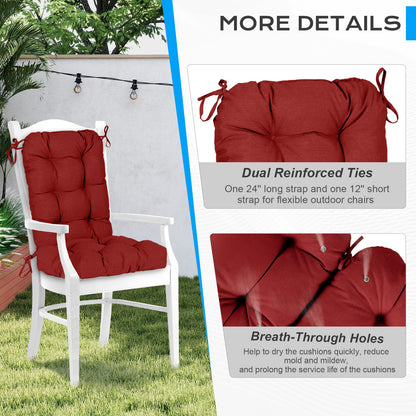 Tufted Outdoor High Back Chair Cushions Patio Replacement Cushion, Red - Aoodor 