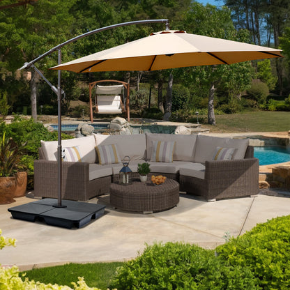4-Piece Offset Cantilever Patio Umbrella Base Stand - Sand Filled Weight Plates for Stability - Aoodor 