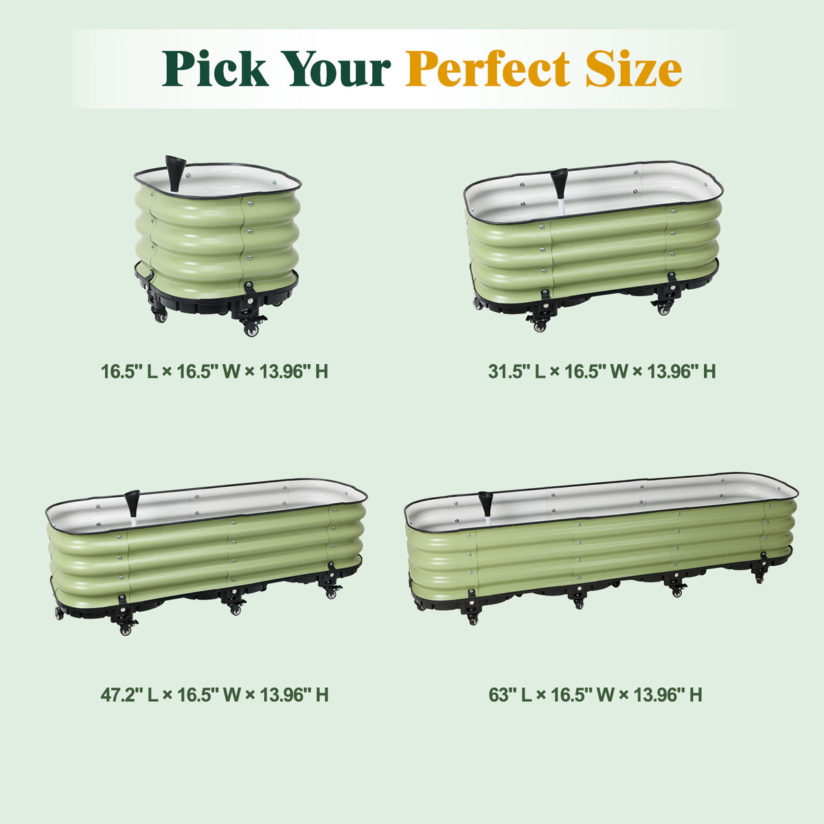 Rolling Raised Garden Bed, Self Watering Planter Box
