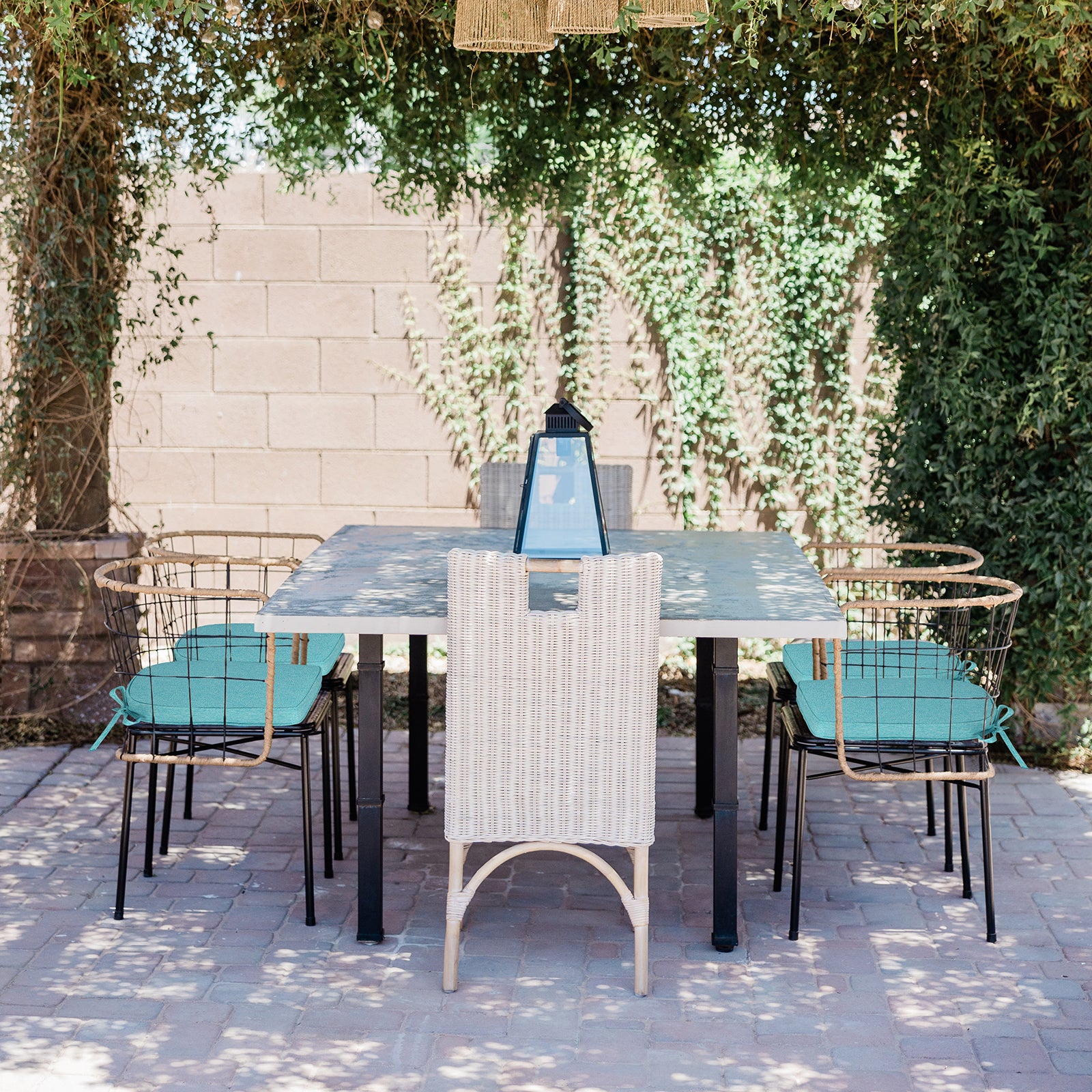 Outdoor Dining Chair Cushions Set, Patio Chair Pads with Ties, Aruba Blue - Aoodor 