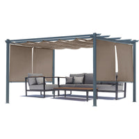 13x10 ft. Outdoor Pergola with Retractable Shade Canopy, Aluminum Frame, Roller Shade Curtain - Aoodor 