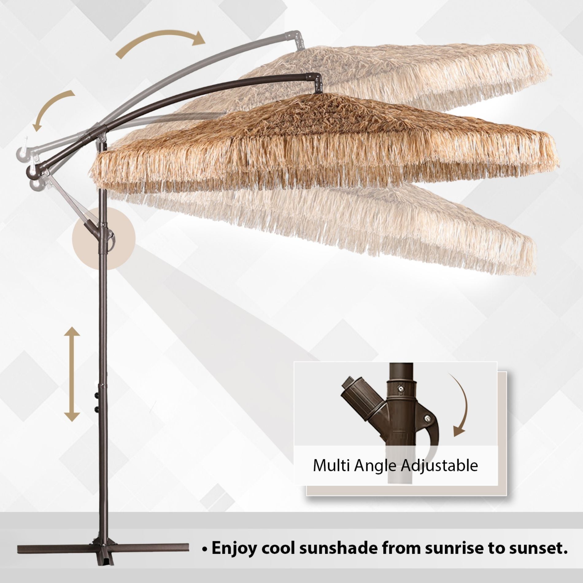 Grand Patio Thatched Tiki Umbrella (No Base) - Aoodor 