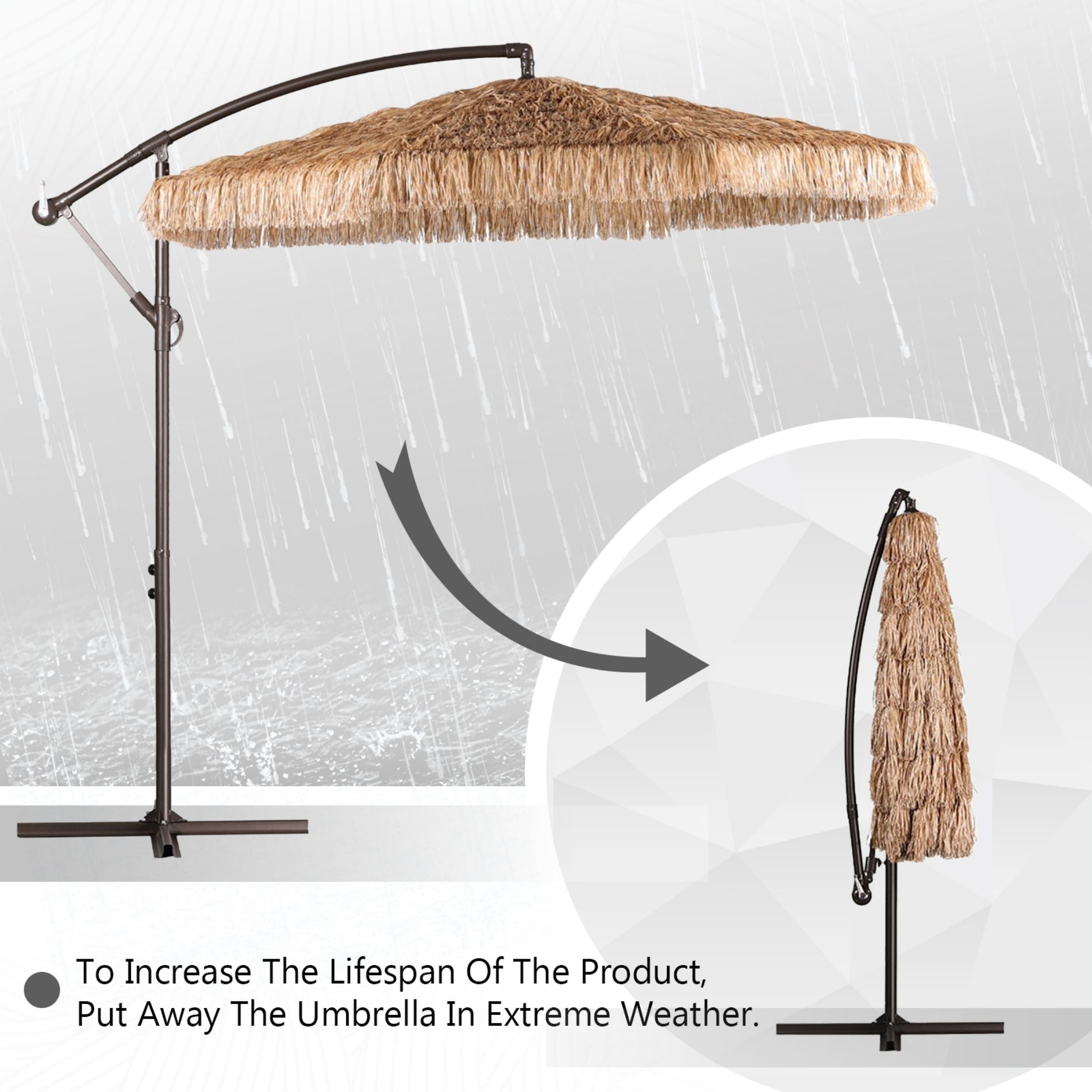 Grand Patio Thatched Tiki Umbrella (No Base) - Aoodor 