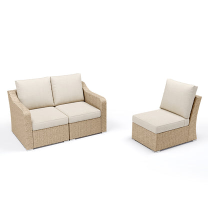 Premium 3 Piece Patio Furniture Set with Beige Cushions – Backyard Oasis