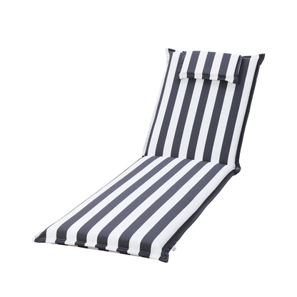 79x25x3 inch Outdoor Lounge Chair Cushion with Headrest, Grey Stripe