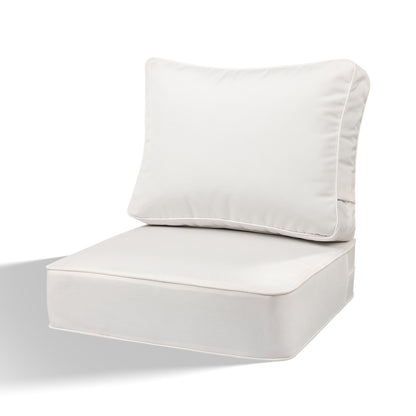 Premium Sunbrella Fabric Outdoor Patio Chair Cushions Set, Canvas Natural