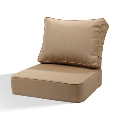 Premium Sunbrella Fabric Outdoor Patio Chair Cushions Set, Canvas Heather Beige