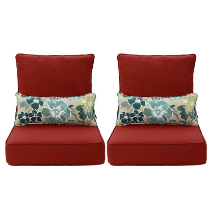 Outdoor Deep Seat Cushion Set with Lumbar Pillow, Red