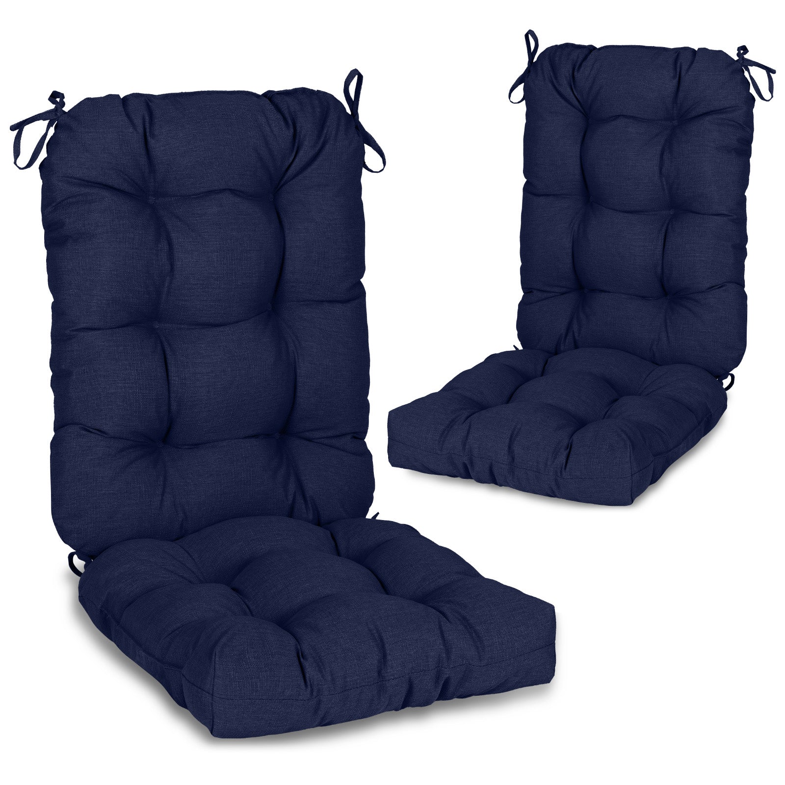 Tufted Outdoor High Back Chair Cushions Patio Replacement Cushion, Dark Blue - Aoodor 