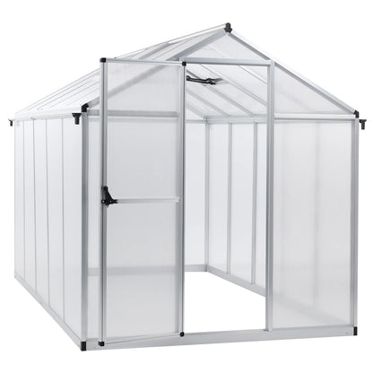 6x8/6x10 ft. Walk-in Polycarbonate Greenhouse with Roof Vent and Door lock