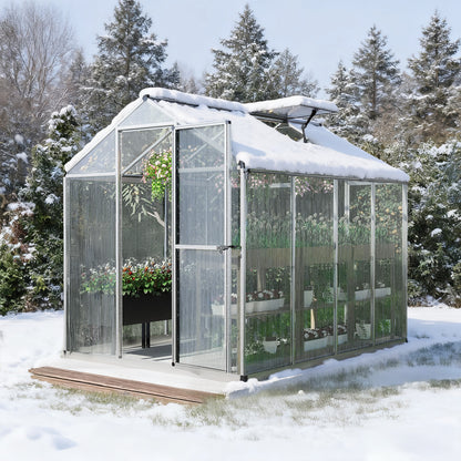 6x8/6x10 ft. Walk-in Polycarbonate Greenhouse with Roof Vent and Door lock - Aoodor 