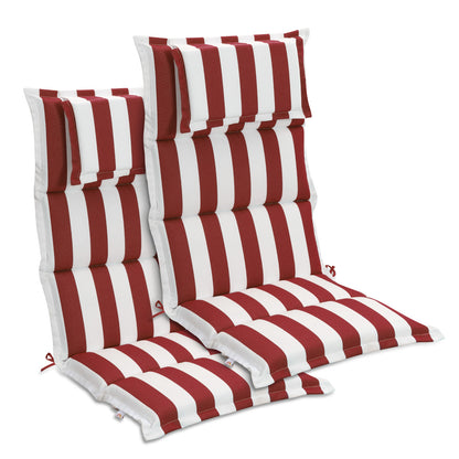 47x21x2.4 inch High Back Patio Chair Cushions with Headrest, Multi-Section, Red Stripe