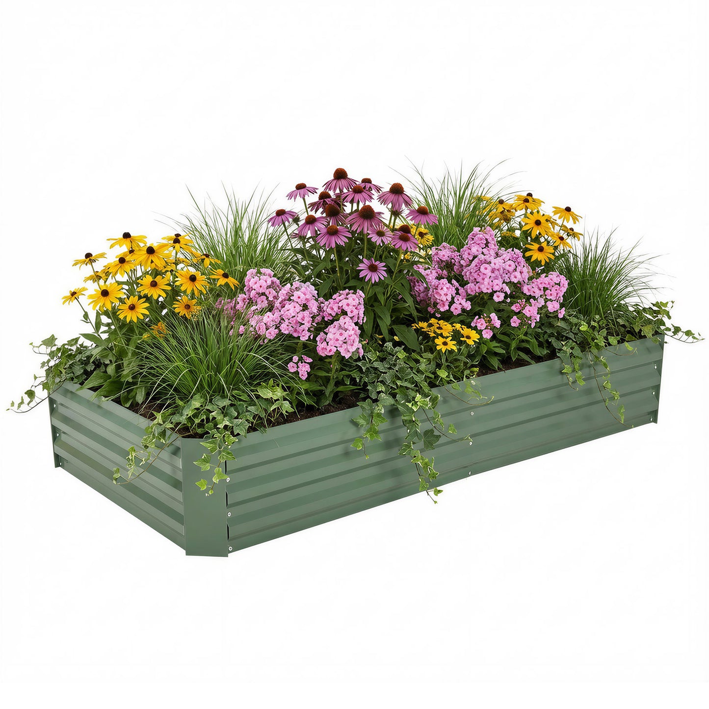 11" Tall Metal Raised Garden Bed, Galvanized Steel Planter Box - 6'x3'