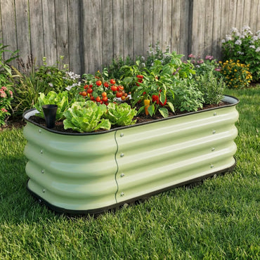 11" Tall Galvanized Raised Garden Bed, Self-Watering Planter Box - 31.5"x16.5"