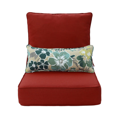 Outdoor Deep Seat Cushion Set with Lumbar Pillow, Red