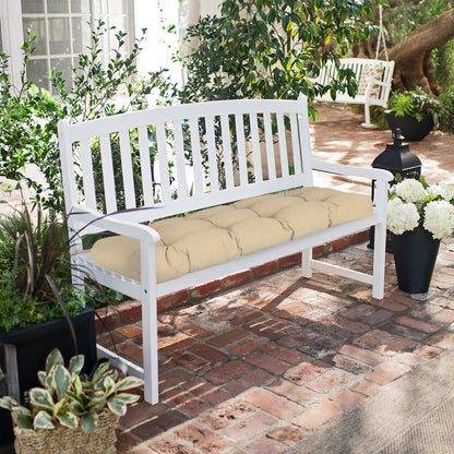 Outdoor Polyester Tufted Bench Cushion, Water & Fade Resistant, Khaki - Aoodor 