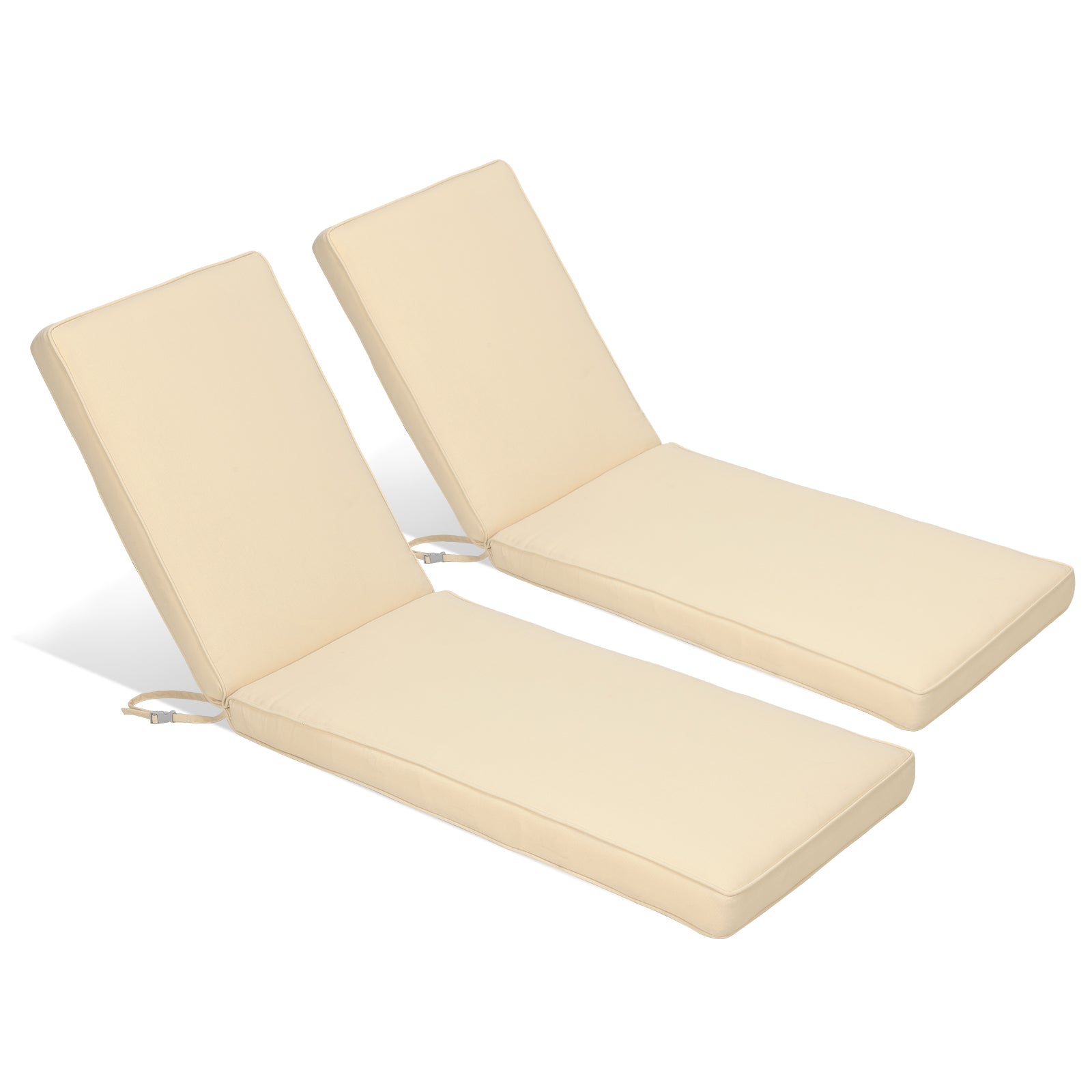 72x21x3 inch Patio Chaise Lounger Cushions Set of 2 - Beige - Aoodor 