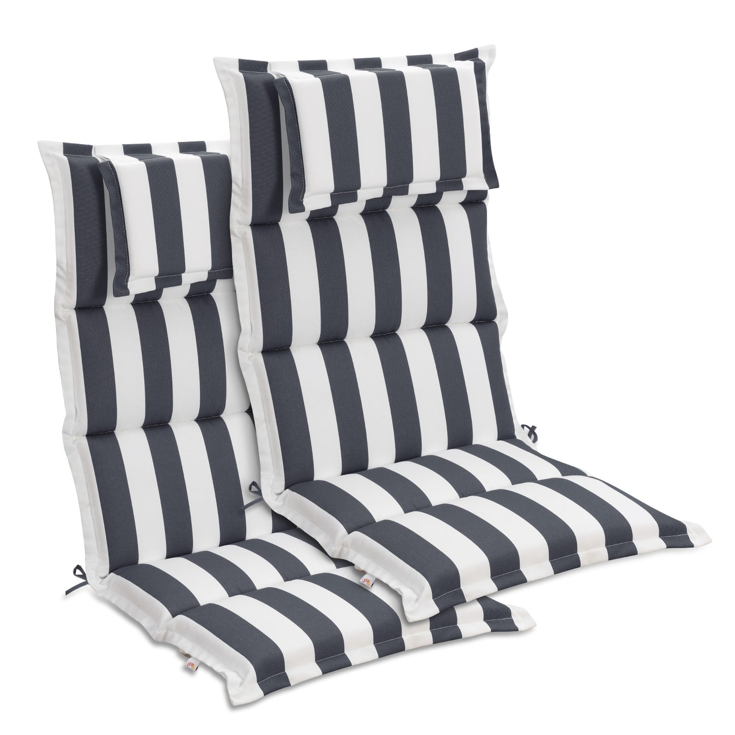 47x21x2.4 inch High Back Patio Chair Cushions with Headrest, Multi-Section, Grey Stripe