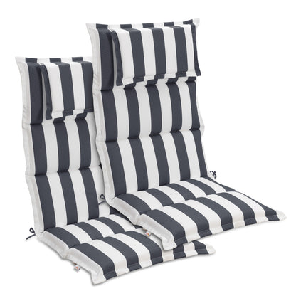 47x21x2.4 inch High Back Patio Chair Cushions with Headrest, Multi-Section, Grey Stripe