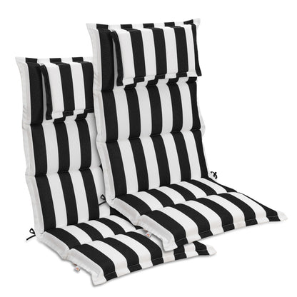 47x21x2.4 inch High Back Patio Chair Cushions with Headrest, Multi-Section, Black Stripe