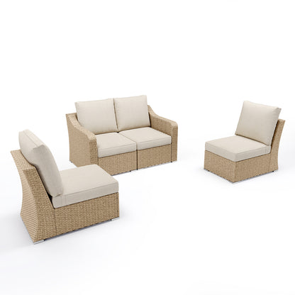 4 Piece Patio Furniture Set with Beige Cushions – Casual Contemporary