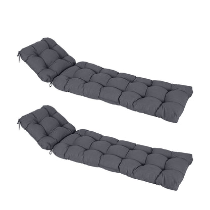 76"x22"x5.1" Polyester Tufted Chaise Lounge Cushion for Outdoor Wicker Chaise Lounge Use, 2 Packs - Dark Gray