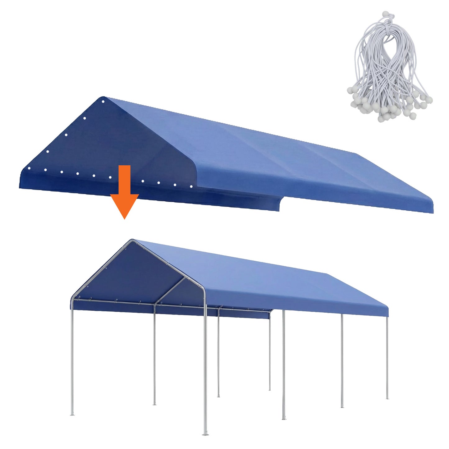 10x20 ft. Carport Replacement Canopy Cover