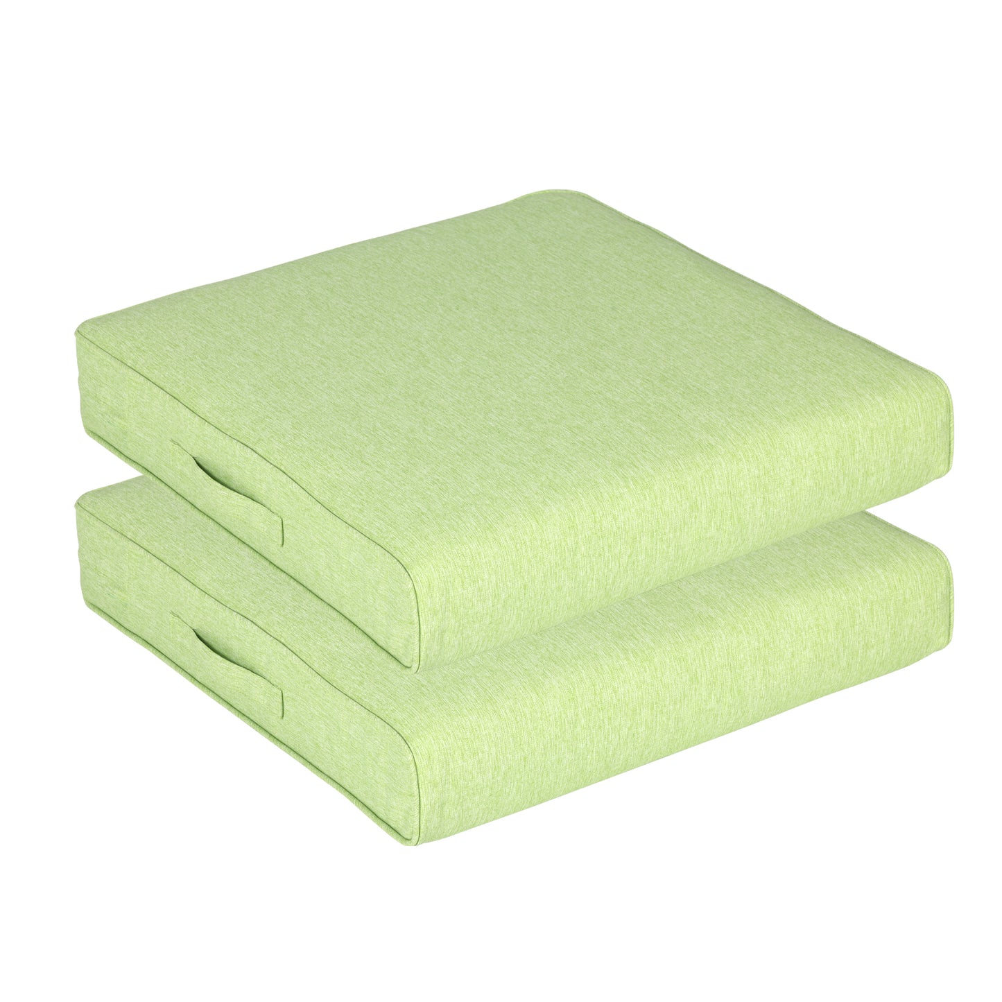 Outdoor Chair Cushions Set of 2 with Handle and Ties, Water Resistant Patio Seat Pads, Green