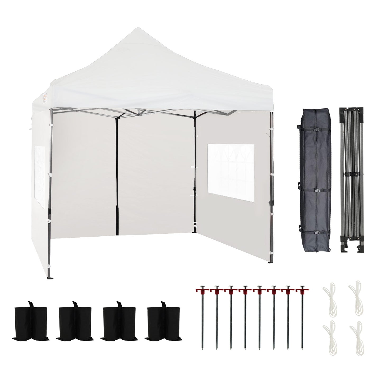10x10 ft. Pop Up Canopy Tent with Windows Sidewalls and Wheeled Bag - Aoodor 