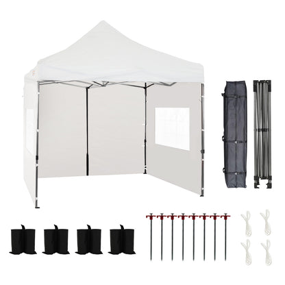 10x10 ft. Pop Up Canopy Tent with Windows Sidewalls and Wheeled Bag - Aoodor 