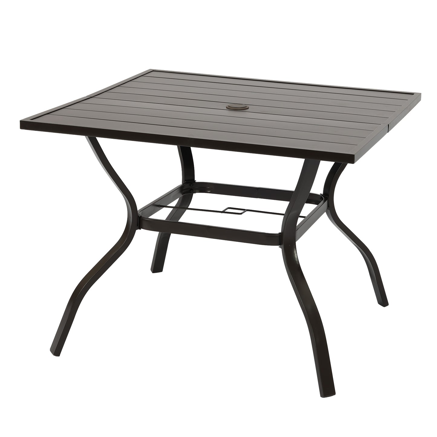 Patio Dining Table for 4, 38 inch Square Metal Outdoor Patio Table with Umbrella Hole