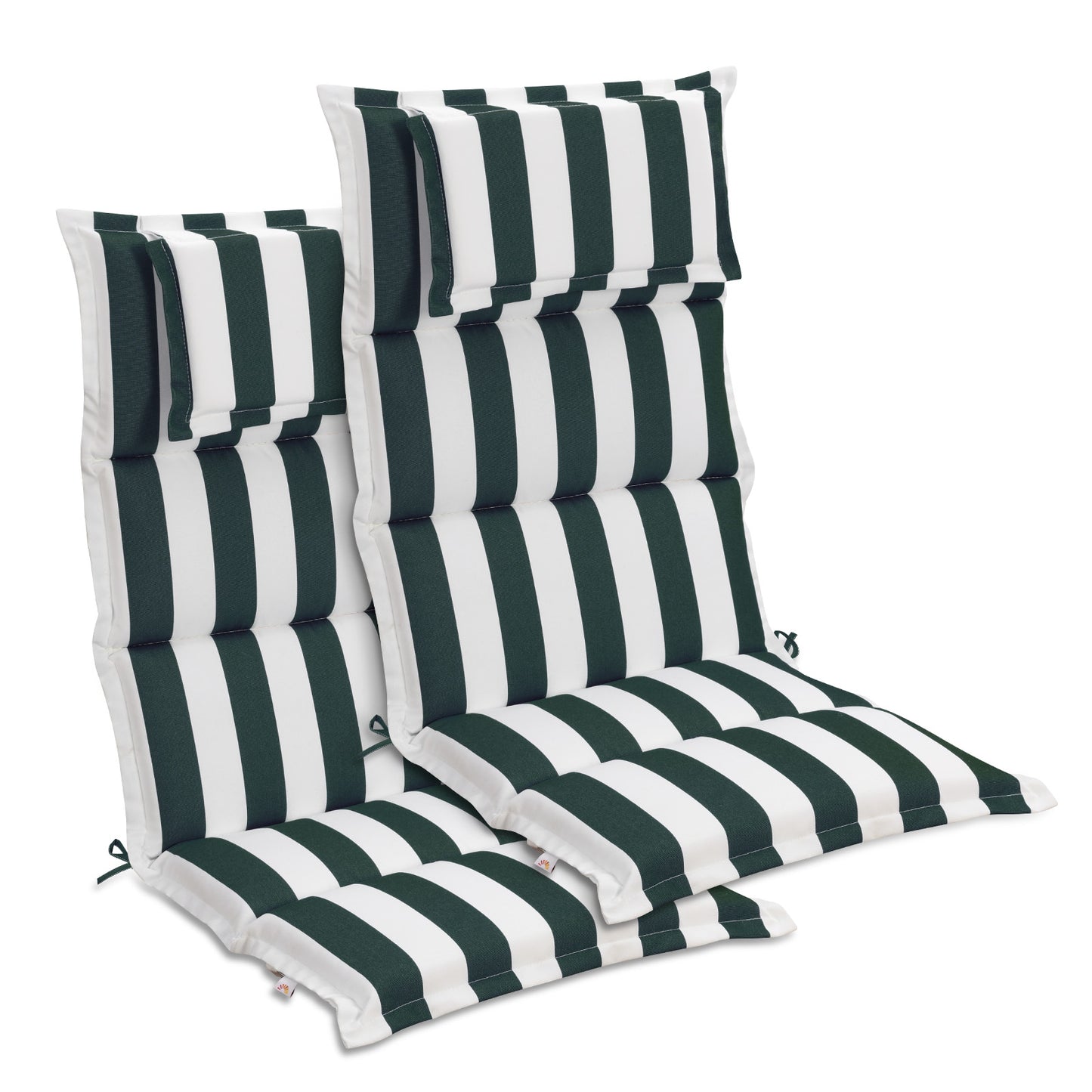 47x21x2.4 inch High Back Patio Chair Cushions with Headrest, Multi-Section, Green Stripe