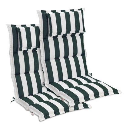 47x21x2.4 inch High Back Patio Chair Cushions with Headrest, Multi-Section, Green Stripe