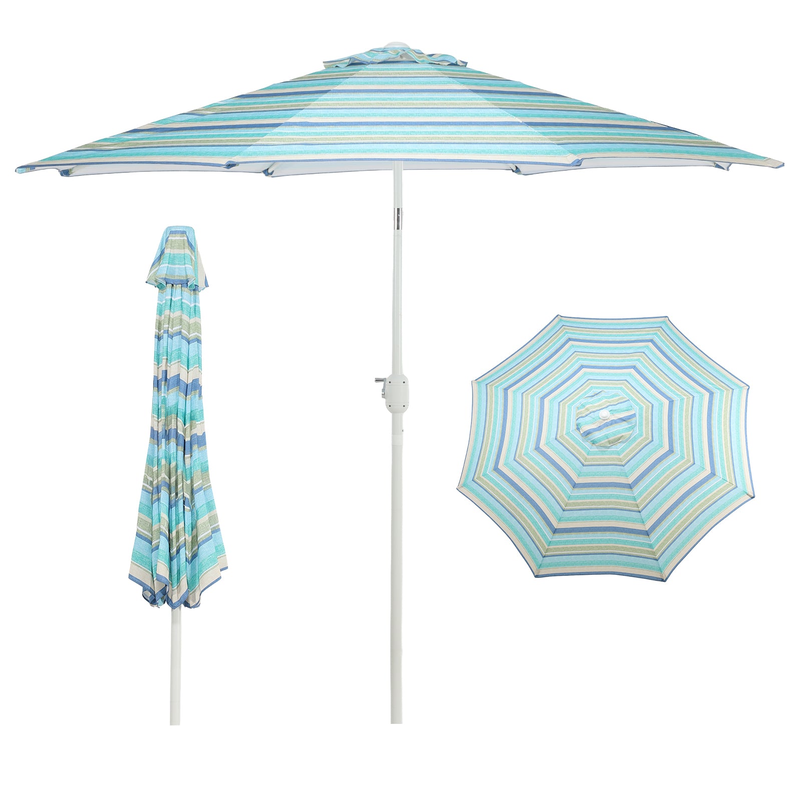 9 ft. Outdoor Patio Market Umbrella with 8 Sturdy Ribs, Push Button Tilt and Crank - Aoodor 